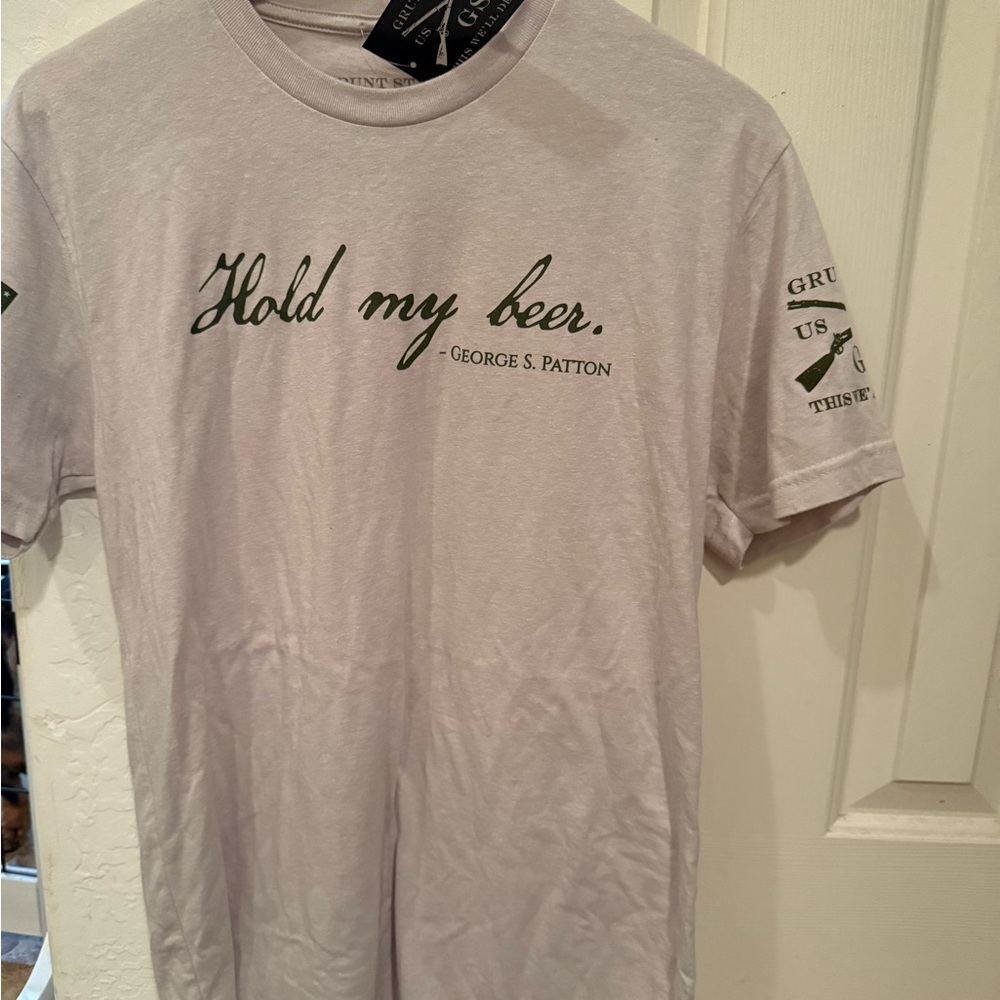 Grunt Style White Shirt with Green Script